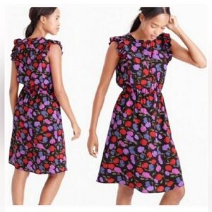 J. Crew 100% Silk Floral Ruffle Sleeve Dress
